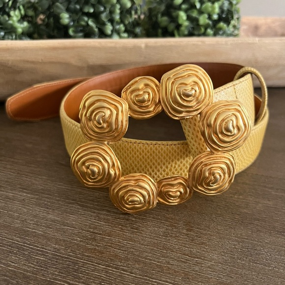 VINTAGE CARLISLE Yellow Snakeskin Belt Sz M NWOT - Picture 6 of 7